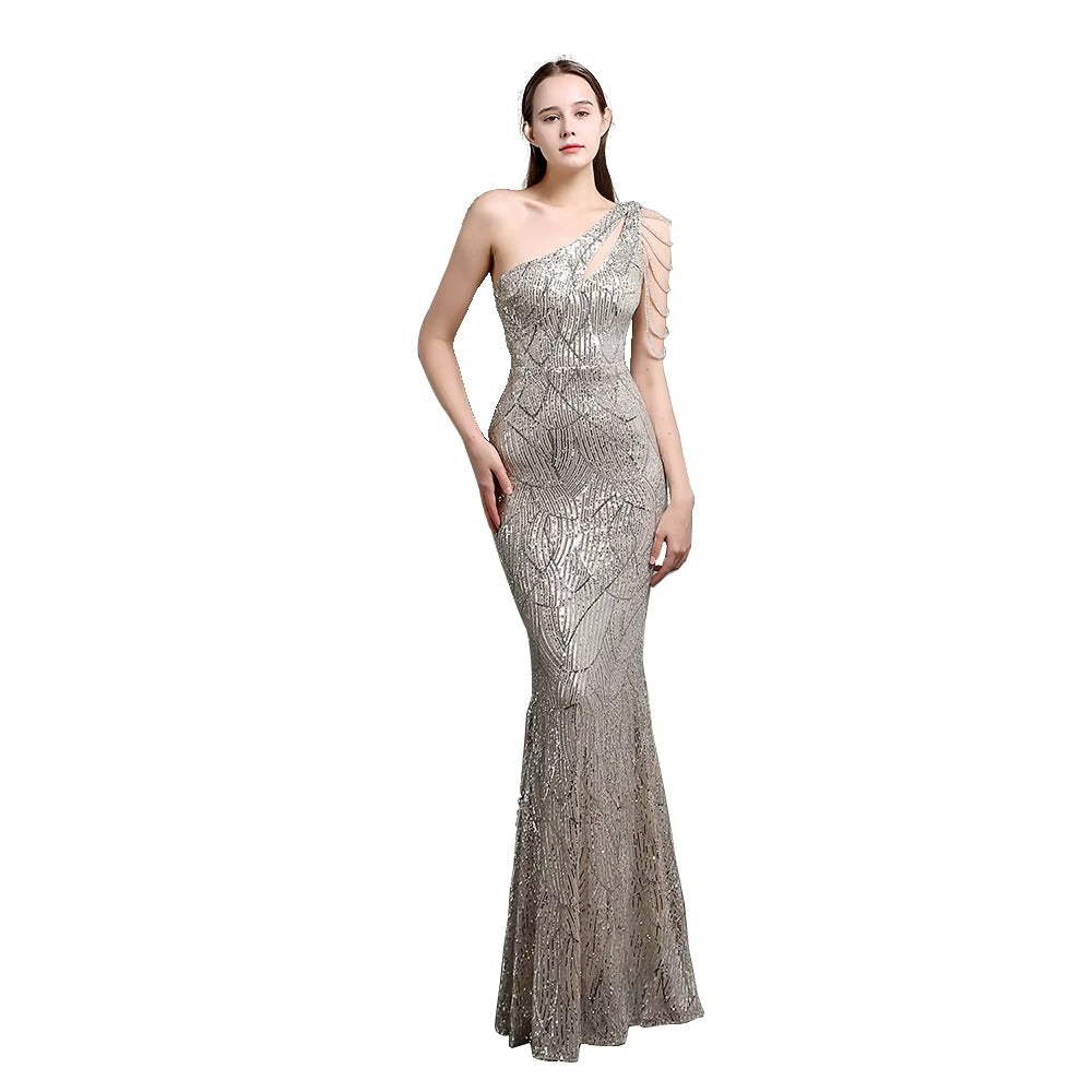 Sexy Off-Shoulder Backless Sequined Trumpet/Mermaid Evening Gown