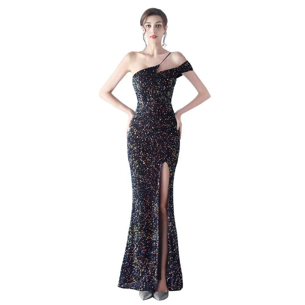 Elegant Embroidered Sequin Trumpet/Mermaid Evening Gown