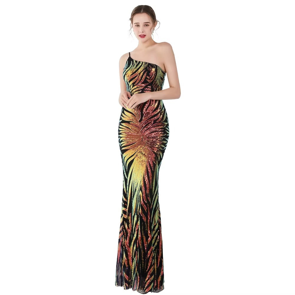 Backless Sequined Embroidered Trumpet/Mermaid Maxi Evening Gown