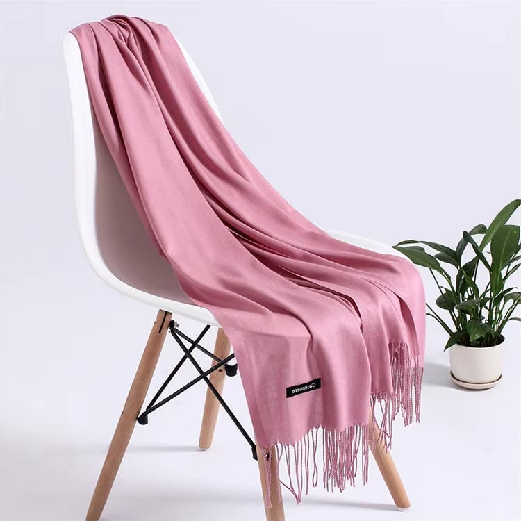 Wholesale Plain Long Pashmina Cashmere Shawl with Tassel