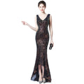 New High-low Embroidered Satin Evening Gown, Glitter Party Ball Dress
