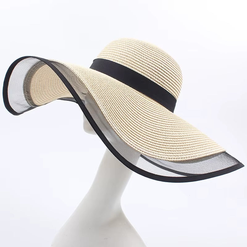 Custom Wide-Brim Foldable Women's Straw Beach Fedora
