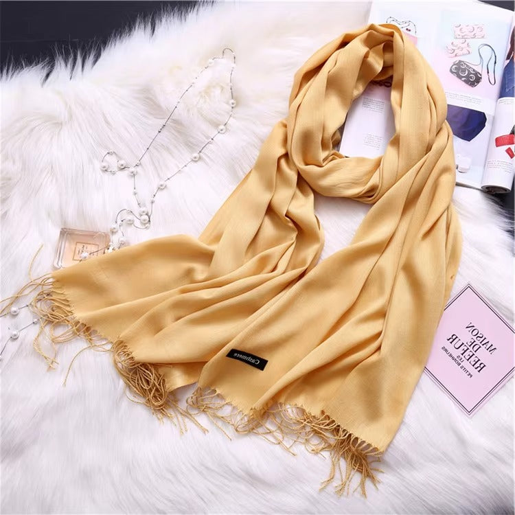 Wholesale Plain Long Pashmina Cashmere Shawl with Tassel