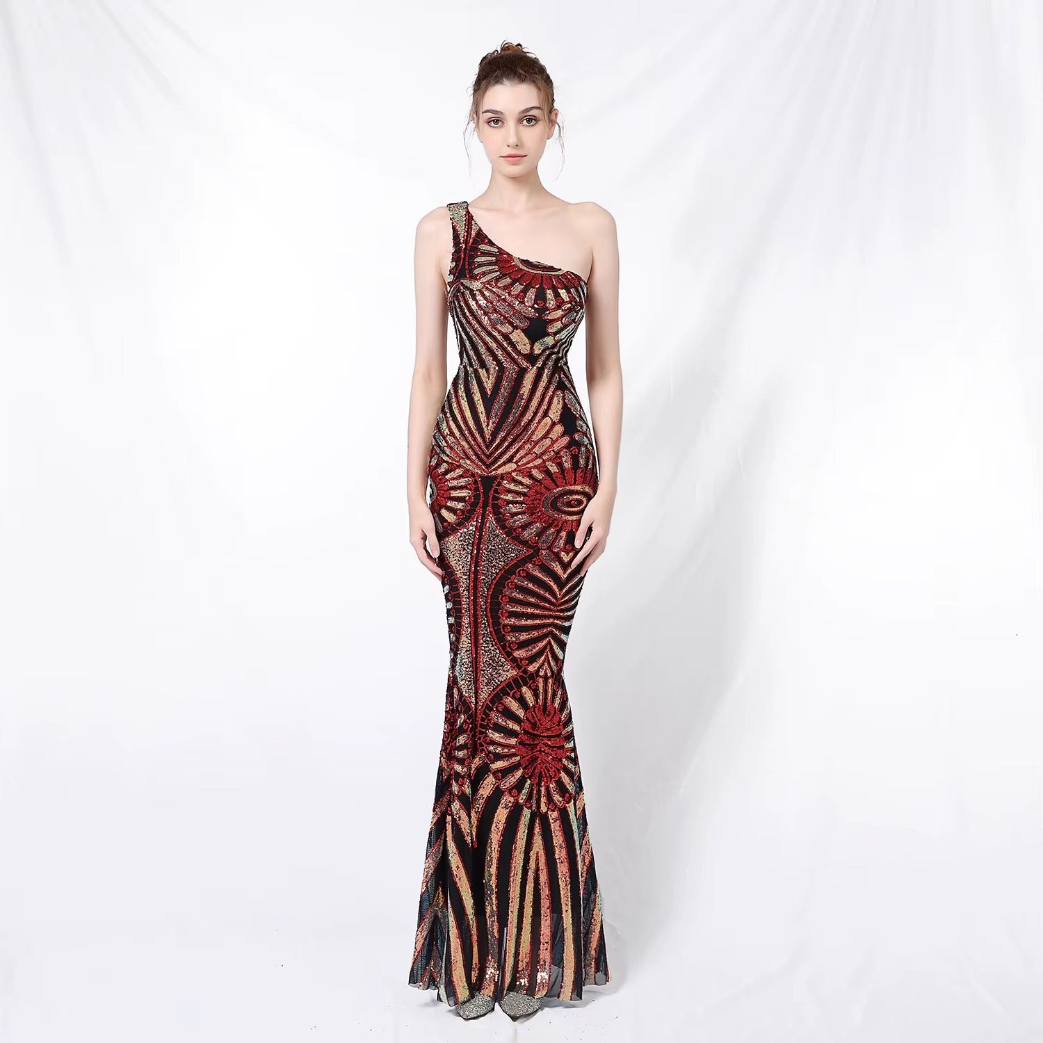 Sexy Vintage Strapless Sequin Ball Gown Evening Dress