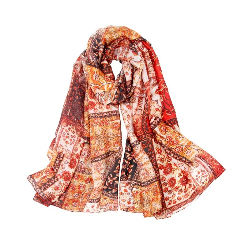 Bulk 180*90cm Ladies Printed Silk Scarves