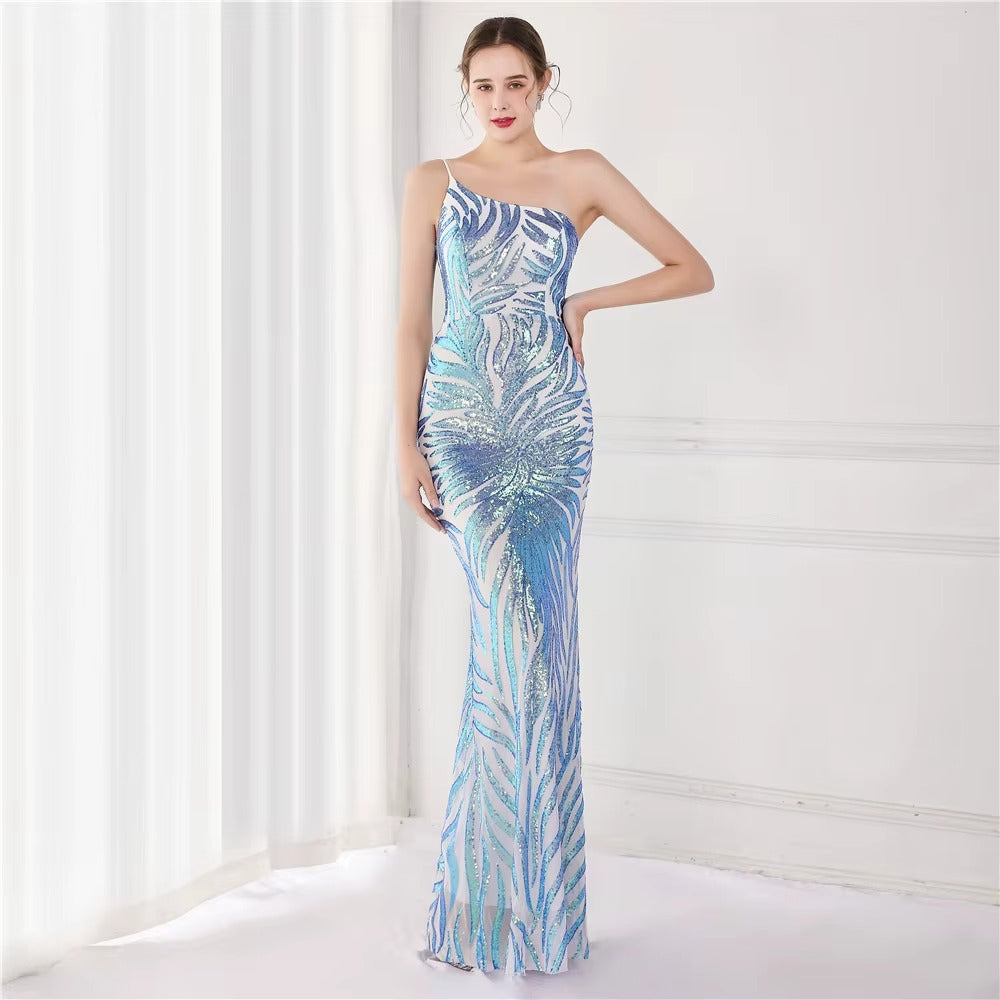 Backless Sequined Embroidered Trumpet/Mermaid Maxi Evening Gown