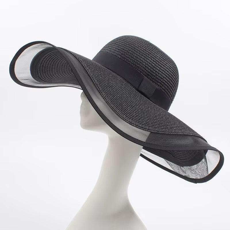 Custom Wide-Brim Foldable Women's Straw Beach Fedora