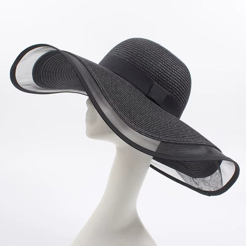 Custom Wide-Brim Foldable Women's Straw Beach Fedora