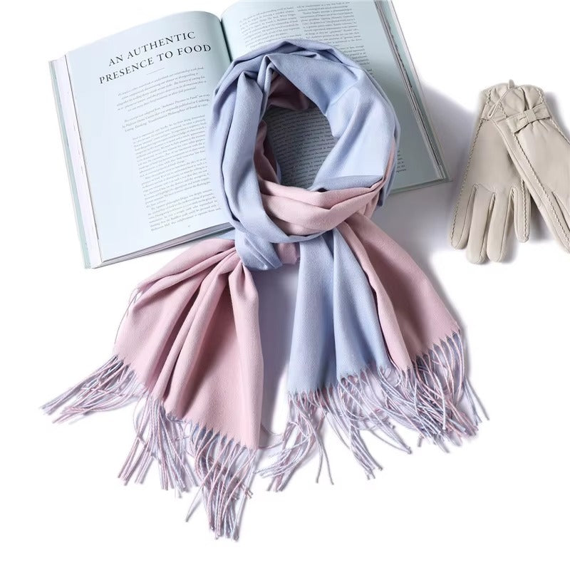 Wholesale Custom Logo Two-Tone Double-Sided Pashmina Cashmere Scarf