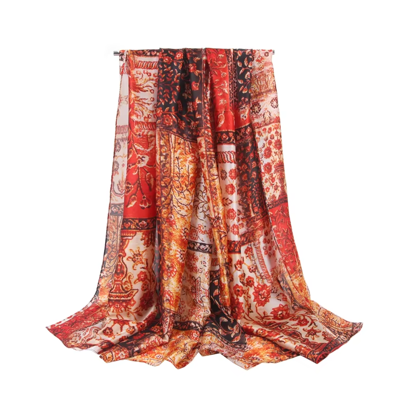 Bulk 180*90cm Ladies Printed Silk Scarves