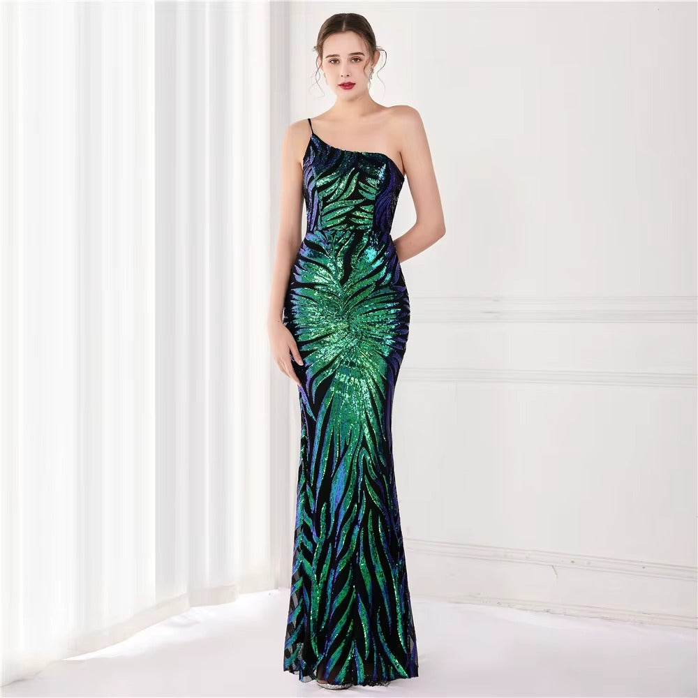 Backless Sequined Embroidered Trumpet/Mermaid Maxi Evening Gown