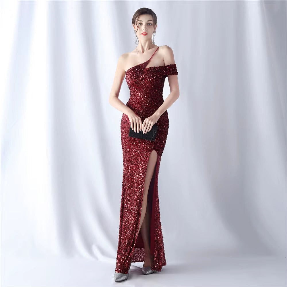 Elegant Embroidered Sequin Trumpet/Mermaid Evening Gown