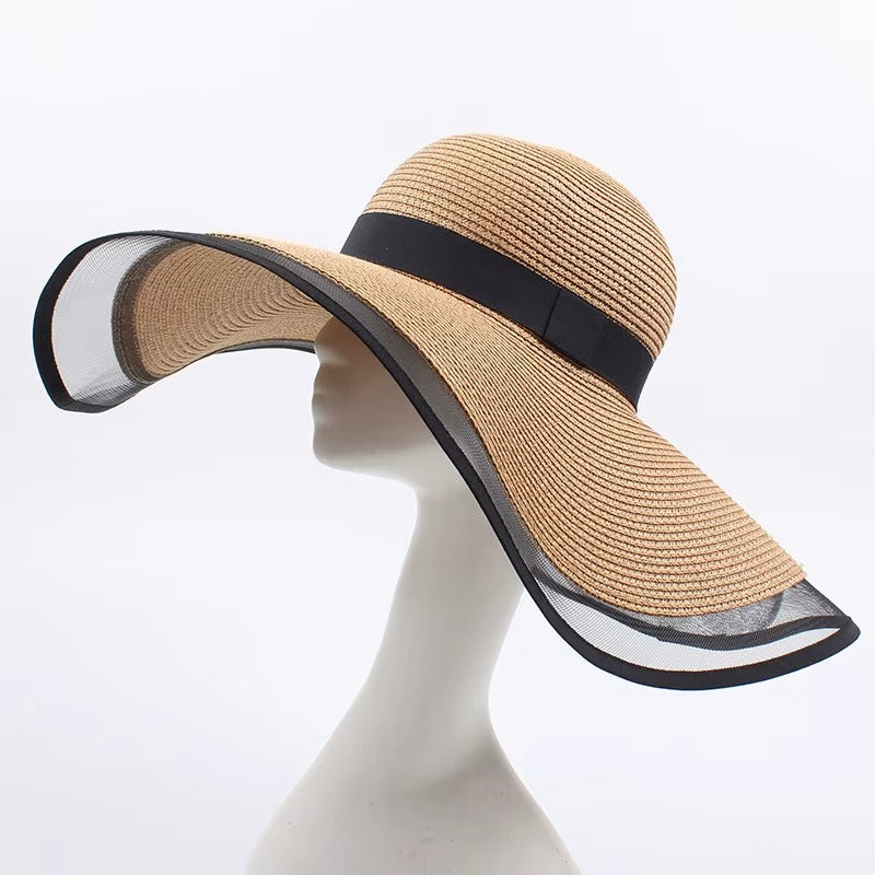 Custom Wide-Brim Foldable Women's Straw Beach Fedora