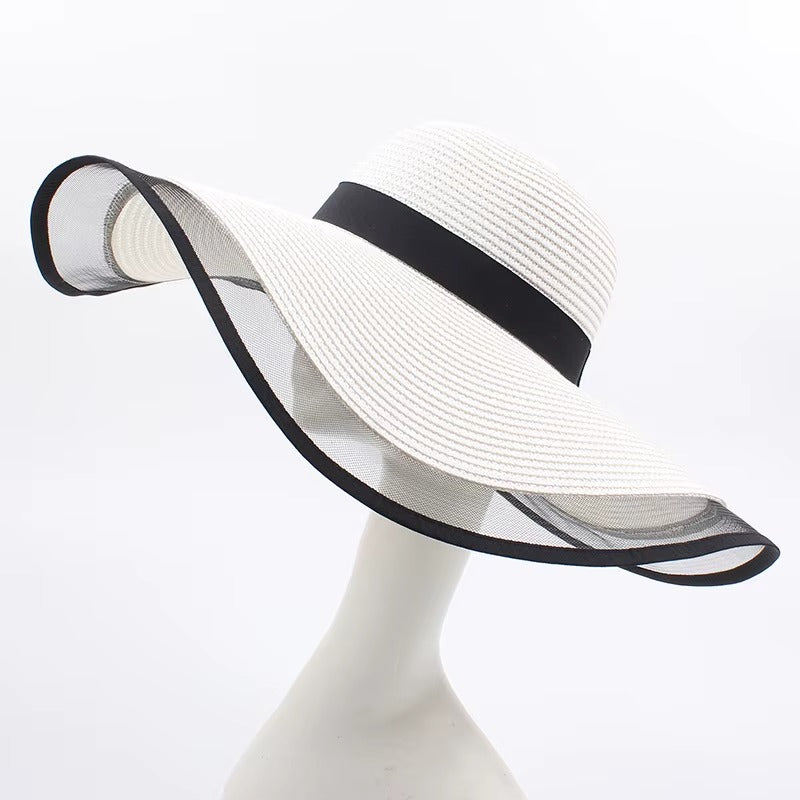 Custom Wide-Brim Foldable Women's Straw Beach Fedora