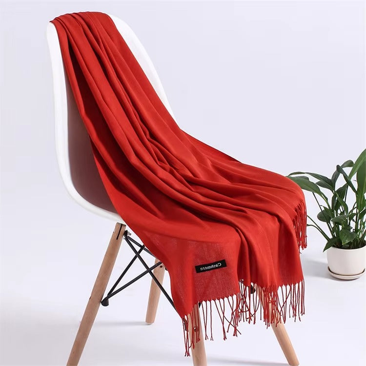 Wholesale Plain Long Pashmina Cashmere Shawl with Tassel