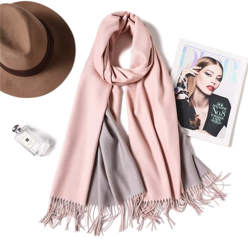 Wholesale Custom Logo Two-Tone Double-Sided Pashmina Cashmere Scarf