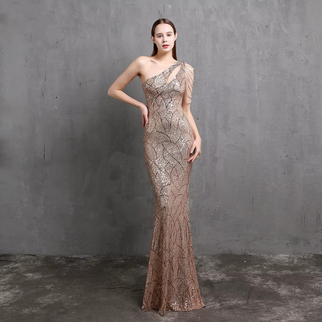 Sexy Off-Shoulder Backless Sequined Trumpet/Mermaid Evening Gown