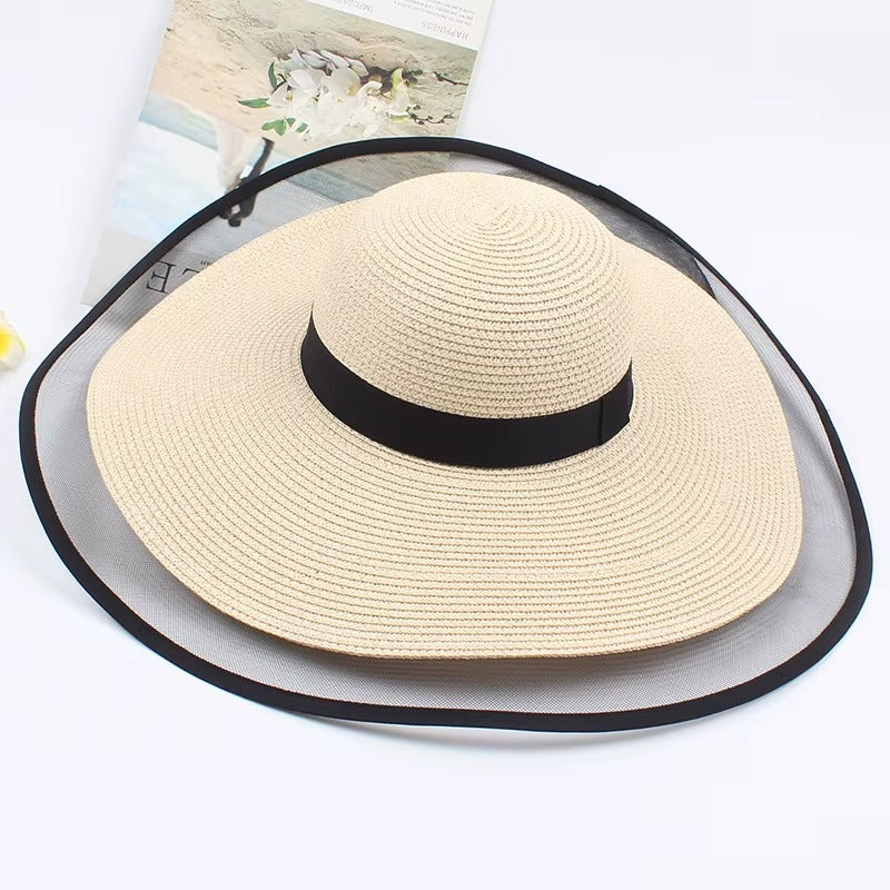 Custom Wide-Brim Foldable Women's Straw Beach Fedora