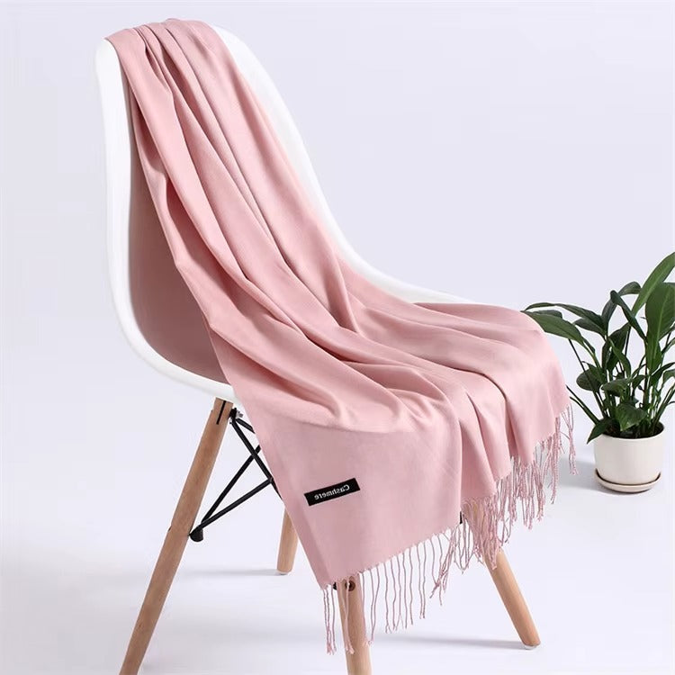 Wholesale Plain Long Pashmina Cashmere Shawl with Tassel