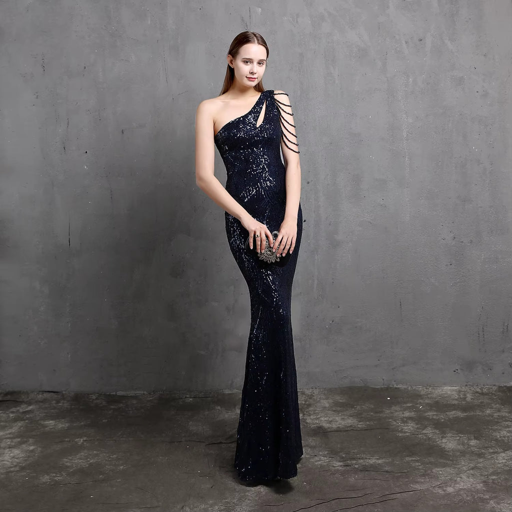 Sexy Off-Shoulder Backless Sequined Trumpet/Mermaid Evening Gown