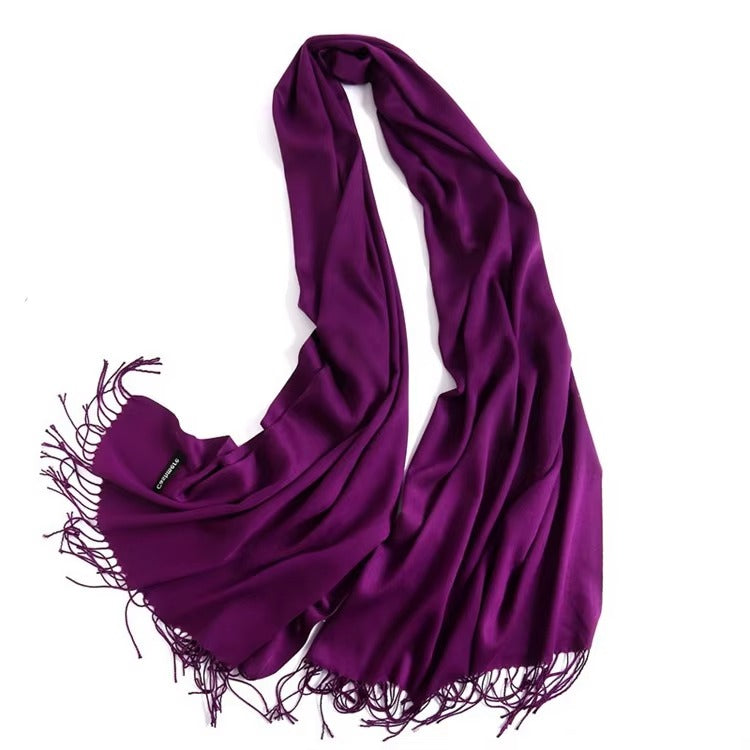 Wholesale Plain Long Pashmina Cashmere Shawl with Tassel